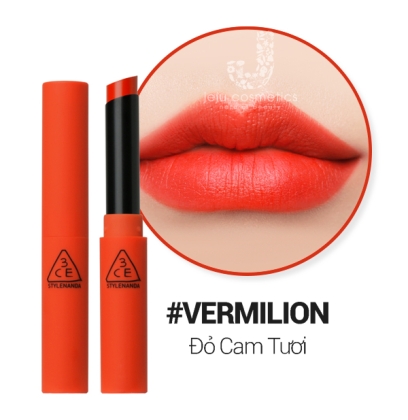 Son 3CE Slim Velvet Lip Color Vermilion – Đỏ Cam Tươi